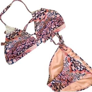 Xhilaration Pink Crochet Detail Bikini